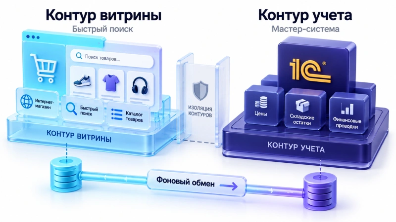 Разделение контуров: витрина для клиентов, учет для склада